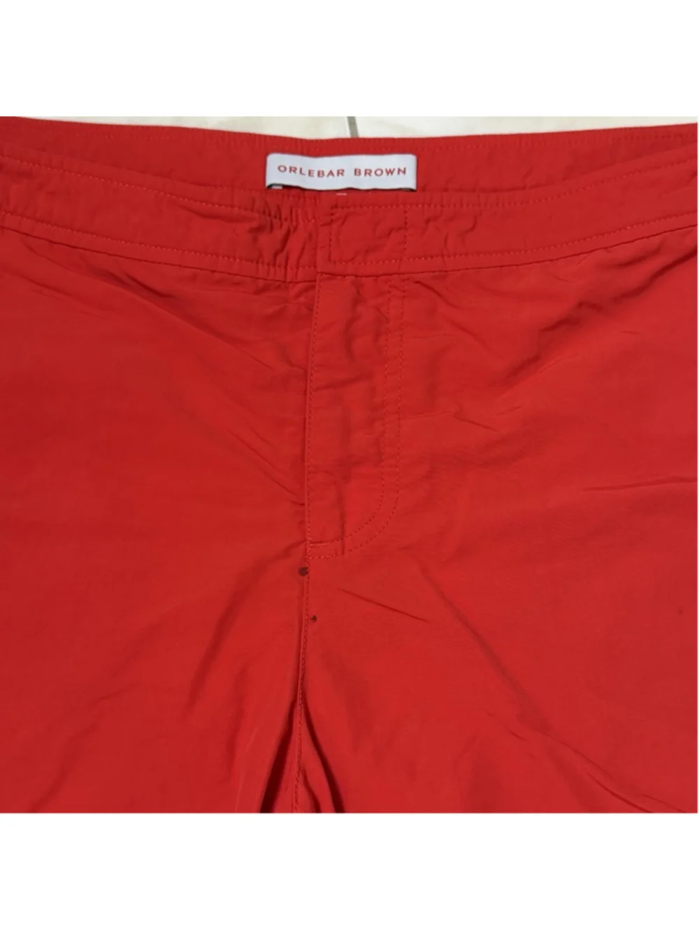 Orlebar Brown Bulldog Swim Trunks Mens 36 Adjustable Red 5” Inseam *SPOTS*